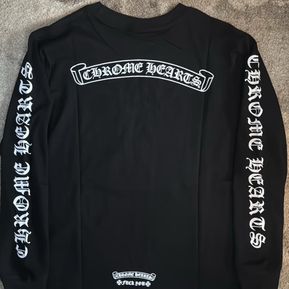 Chrome Hearts Black Long Sleeve Tee with White Accents